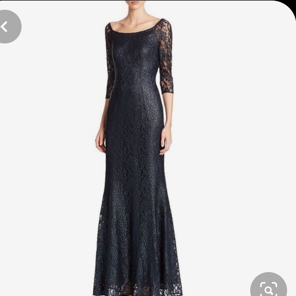 Floor-length navy blue Kay Unger gown w tags on!